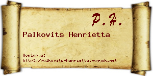 Palkovits Henrietta névjegykártya